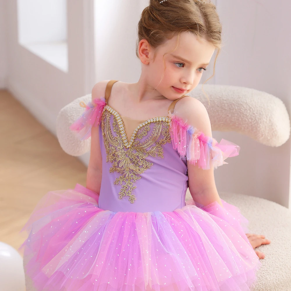 الفتيات الوردي الدانتيل الباليه يوتار الأميرة توتو Dress-ALP023