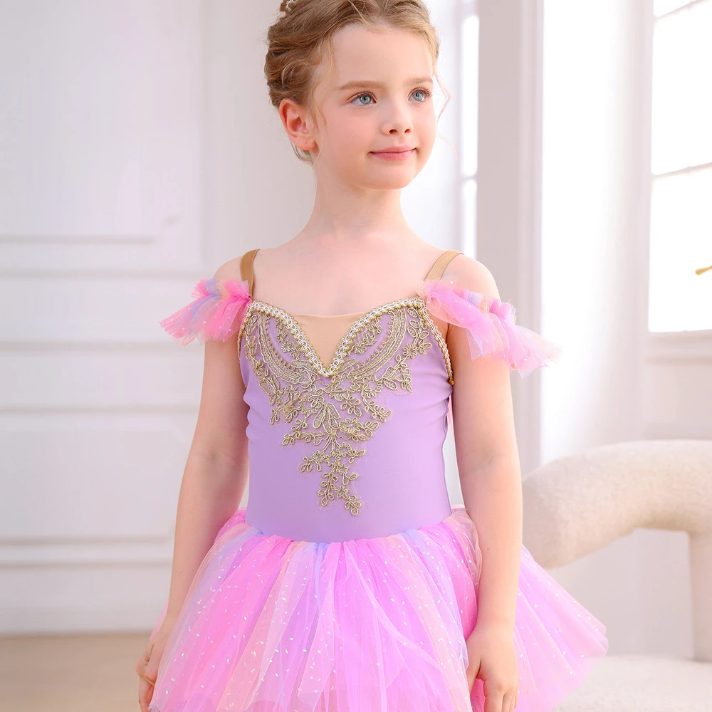 الفتيات الوردي الدانتيل الباليه يوتار الأميرة توتو Dress-ALP023