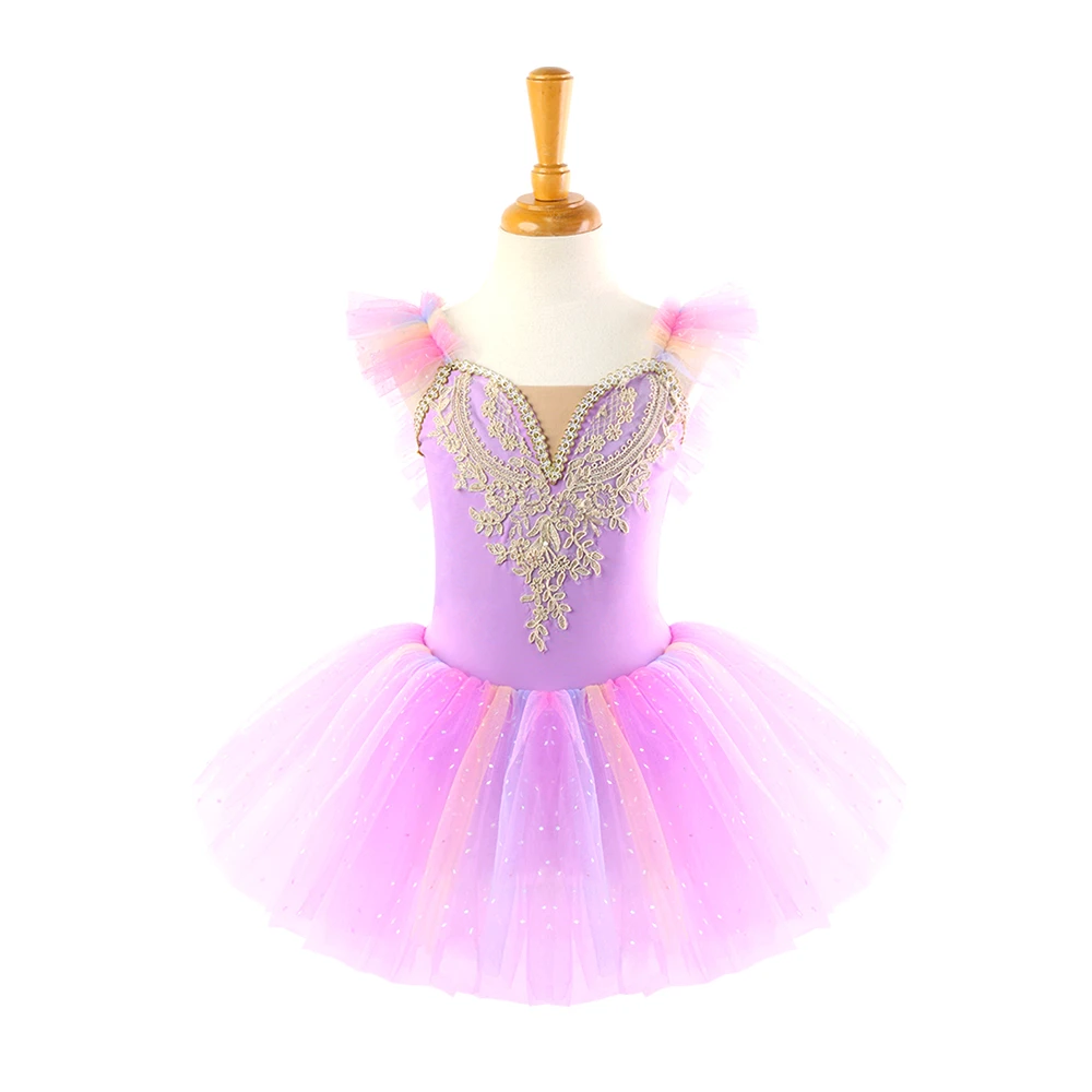 الفتيات الوردي الدانتيل الباليه يوتار الأميرة توتو Dress-ALP023