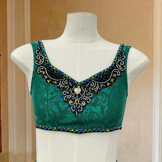 زي أداء الباليه باللون الأخضر المكون من قطعتين | R1312