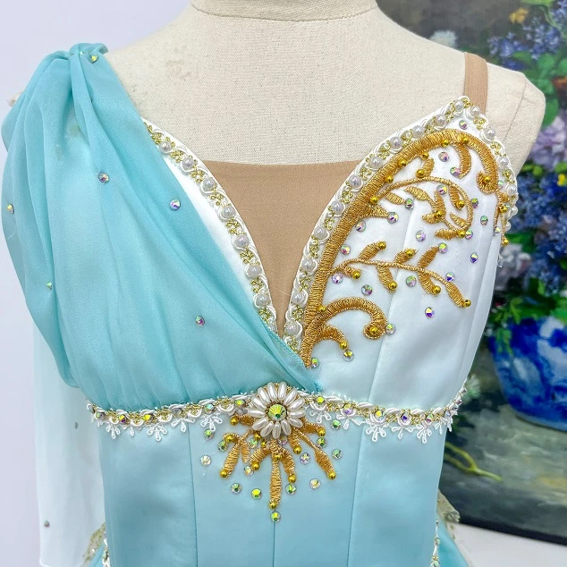فستان قصير باليه بلون أخضر نعناعي متدرج | R1551