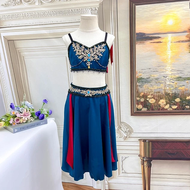 زي باليه مكون من قطعتين باللون الأزرق المخضر | R1212