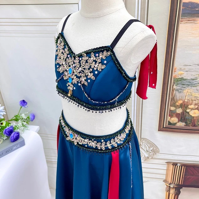 زي باليه مكون من قطعتين باللون الأزرق المخضر | R1212
