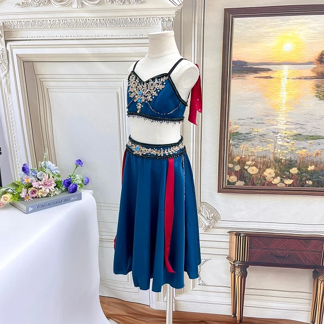 زي باليه مكون من قطعتين باللون الأزرق المخضر | R1212