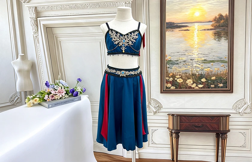 زي باليه مكون من قطعتين باللون الأزرق المخضر | R1212