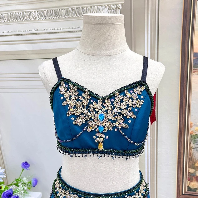زي باليه مكون من قطعتين باللون الأزرق المخضر | R1212