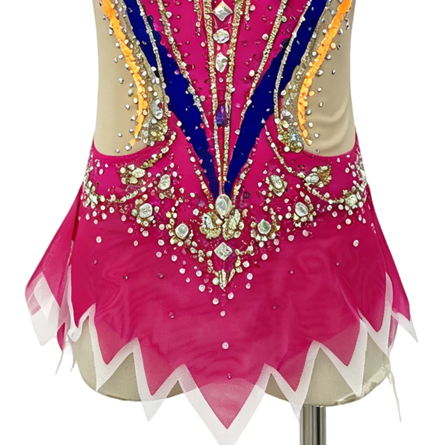 Magenta Color Block Rhythmic Gymnastics Leotard | G0117