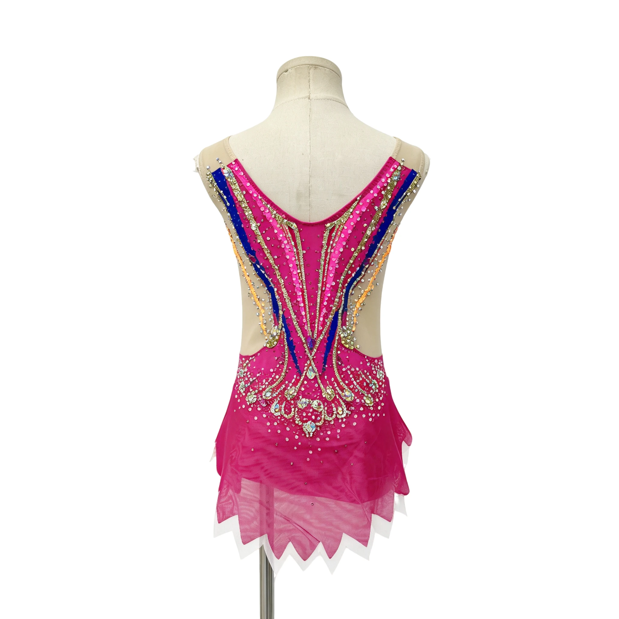 Magenta Color Block Rhythmic Gymnastics Leotard | G0117
