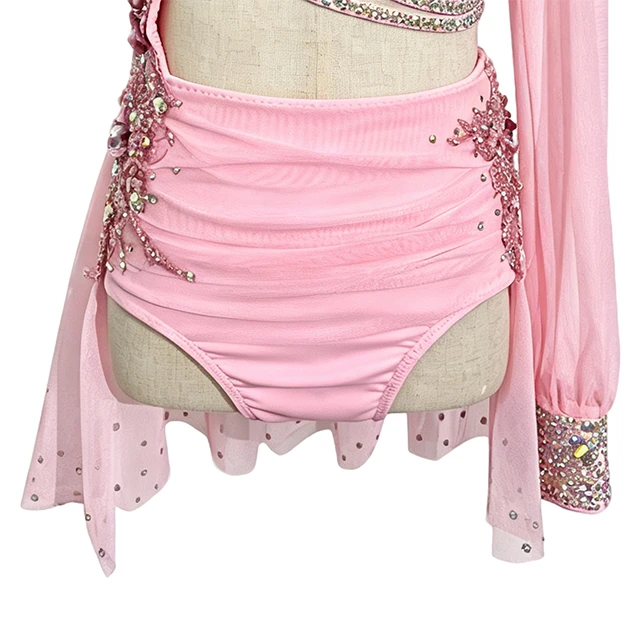 Pink Floral Asymmetrical Lyrical Dance Costume | BLC1370