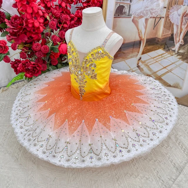 Yellow Orange Ombre Ballet Competition Pancake Tutu | T1504