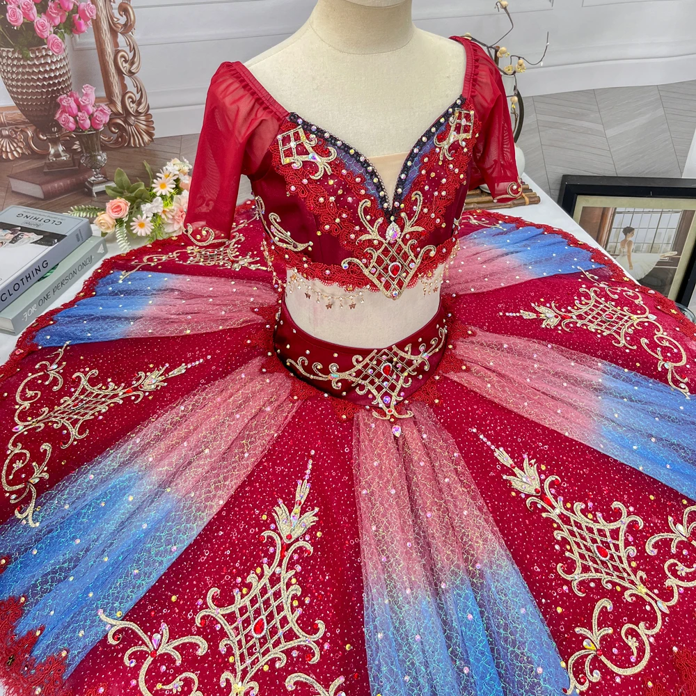 Red Blue Ombre Two-Piece Pancake Tutu | T1520