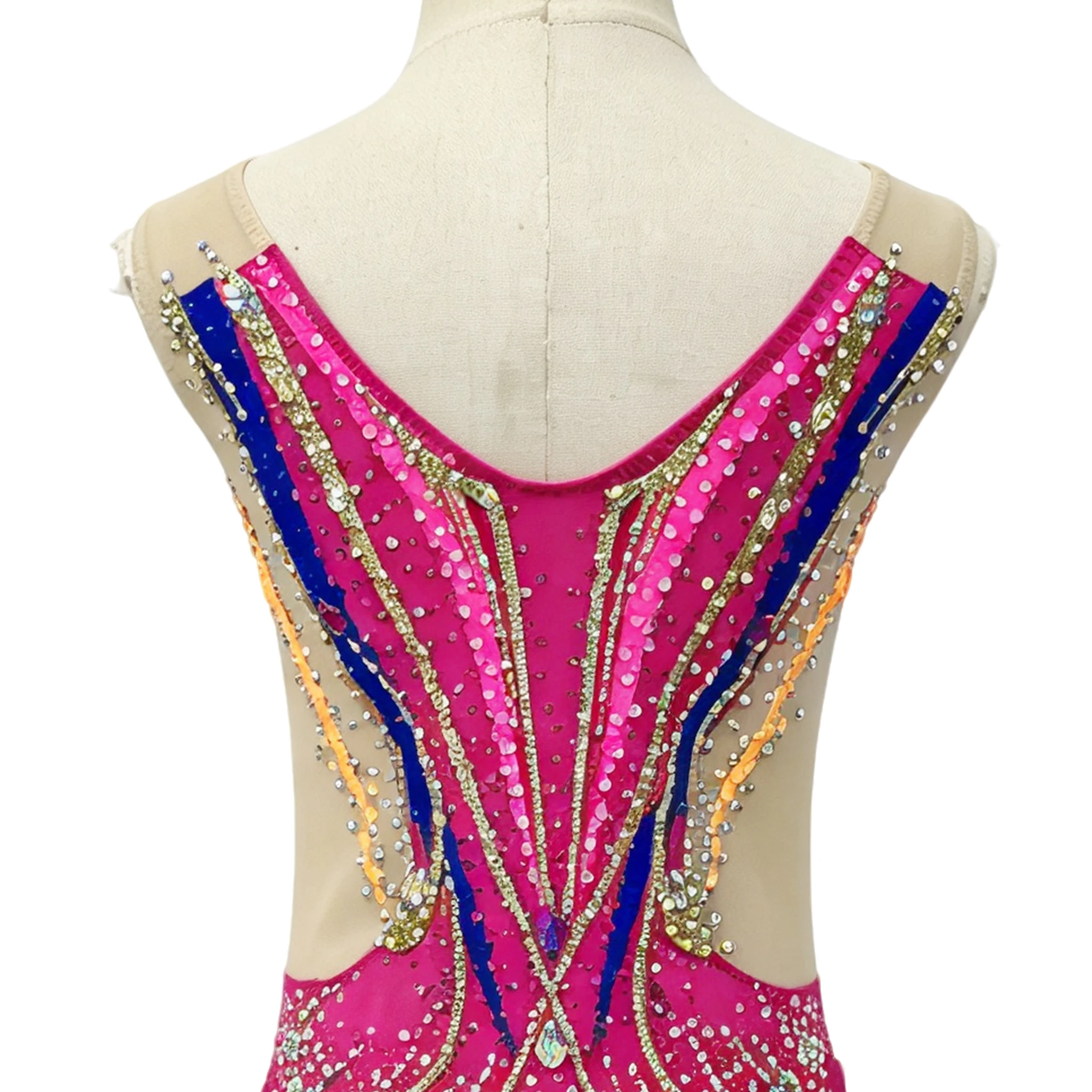 Magenta Color Block Rhythmic Gymnastics Leotard | G0117