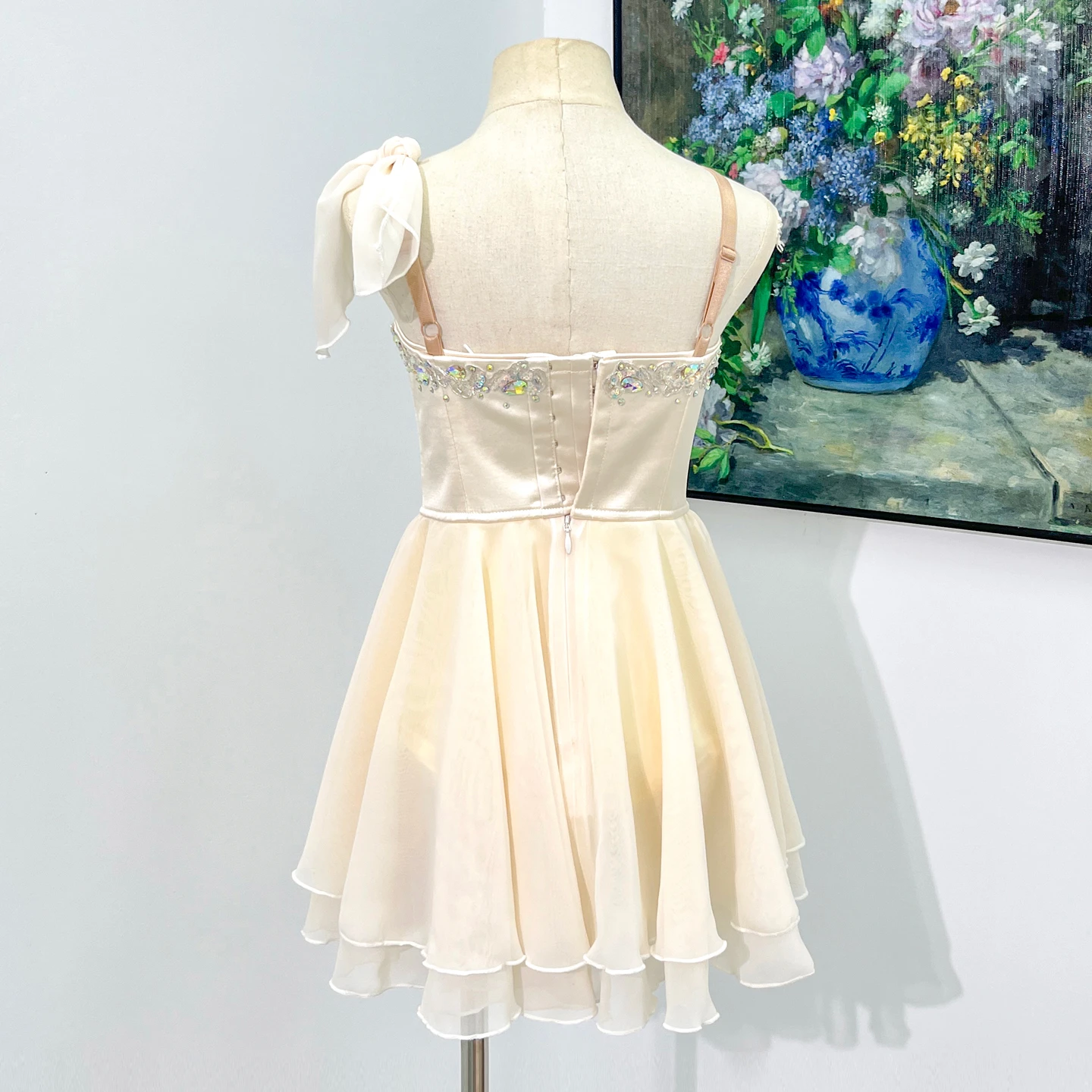 Rhinestone Embellished Chiffon Ballet Dress for Performance | R0320