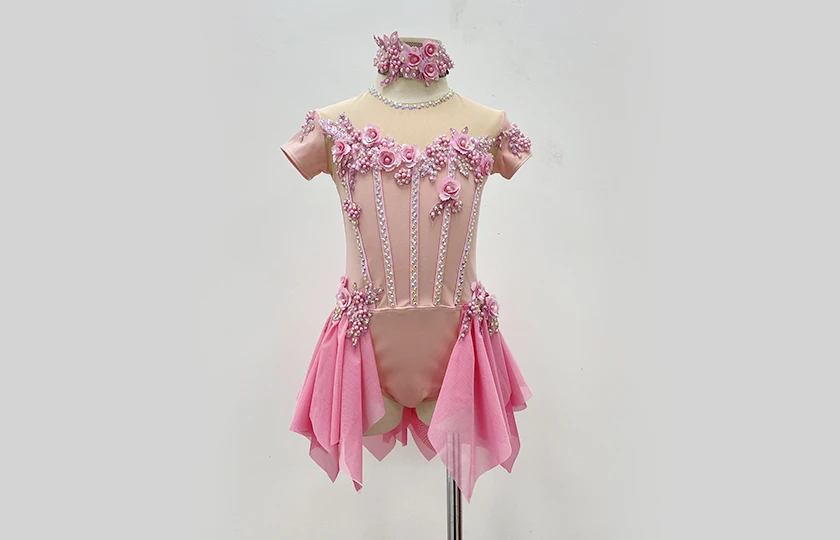 Pink Floral Rhinestone Lyrical Dance Dress | BLC0482