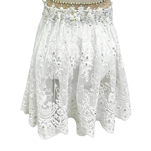 White Halter Rhinestone Embellished Lyrical Dance Dress | BLC1374