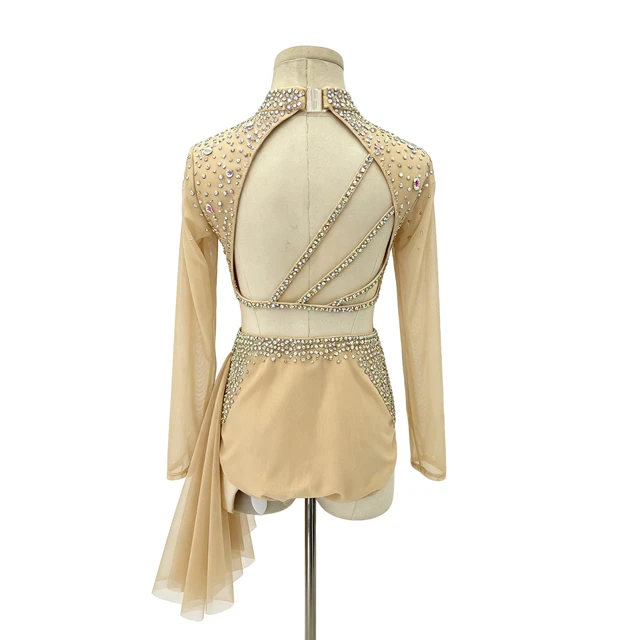 Nude High Neck 2-Piece Rhinestone Lyrical Dance Costume | R0985