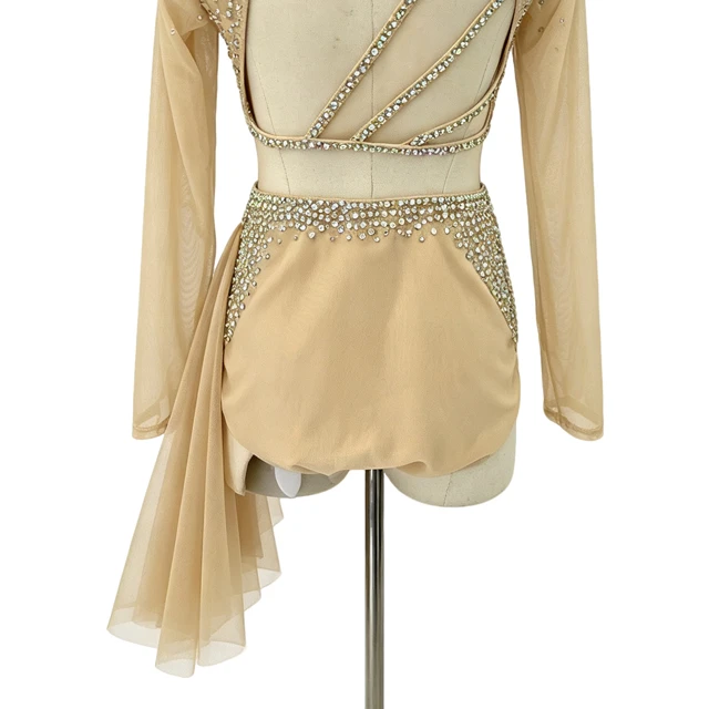 Nude High Neck 2-Piece Rhinestone Lyrical Dance Costume | R0985