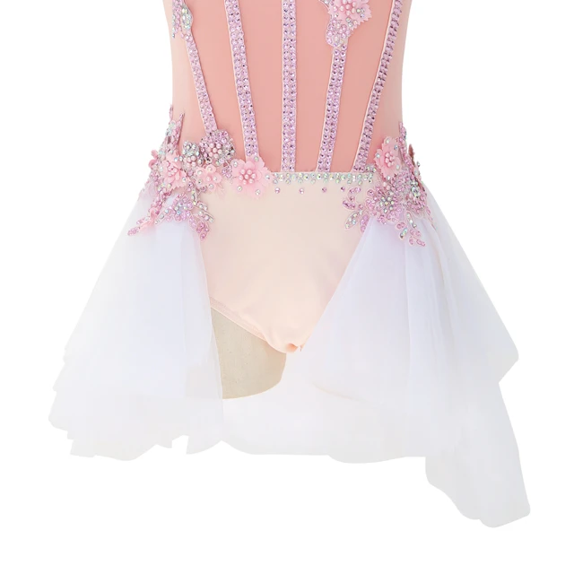Pink Floral Rhinestone Lyrical Dance Dress | BLC0482