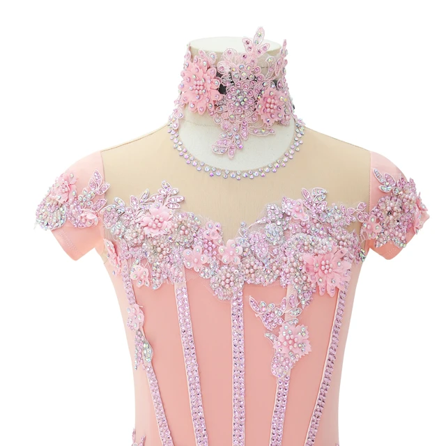 Pink Floral Rhinestone Lyrical Dance Dress | BLC0482