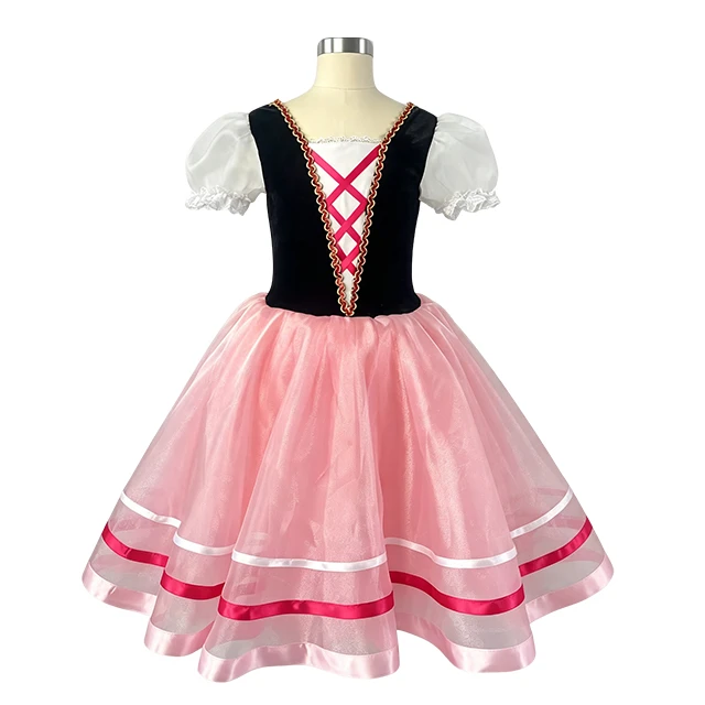 Girls Folk Style Pink Ballet Performance Dress | XGZ0254