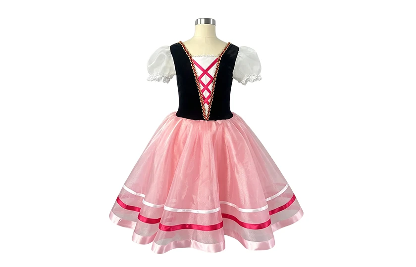 Girls Folk Style Pink Ballet Performance Dress | XGZ0254