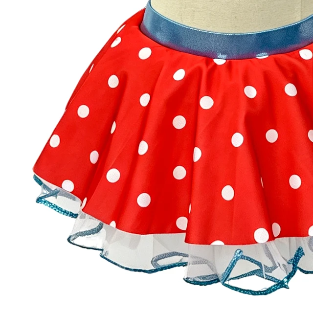 Girls Red Polka Dot 2 Piece Tap Dance Costume | XGZ0267