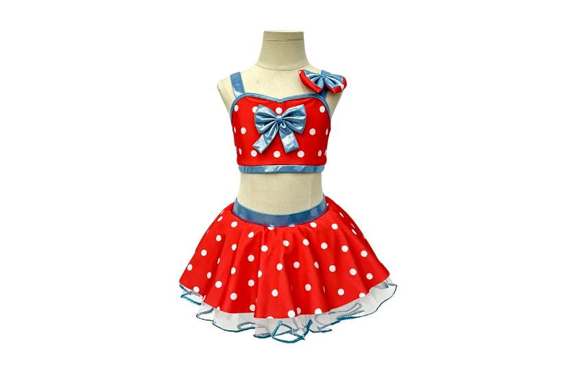 Girls Red Polka Dot 2 Piece Tap Dance Costume | XGZ0267
