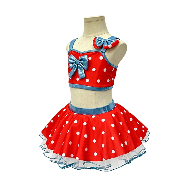 Girls Red Polka Dot 2 Piece Tap Dance Costume | XGZ0267
