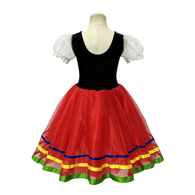 Girls Folk Style Red Ballet Performance Dress | XGZ0254