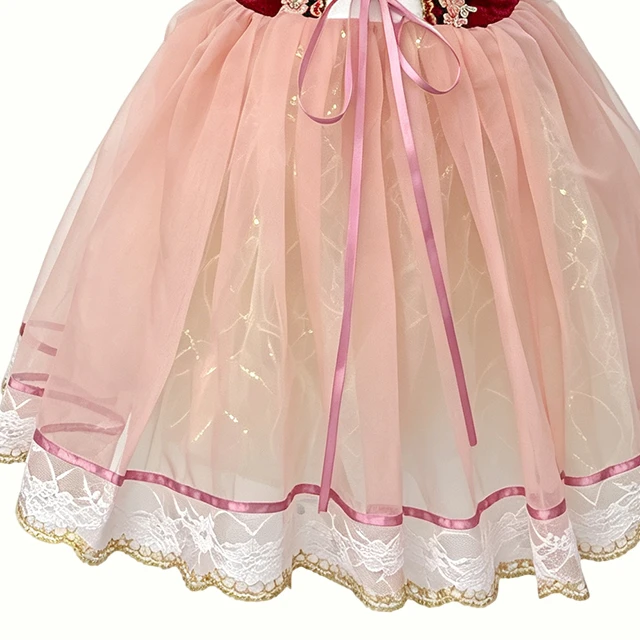 Girls Wine Red with Pink Character Ballet Dress | XGZ0250