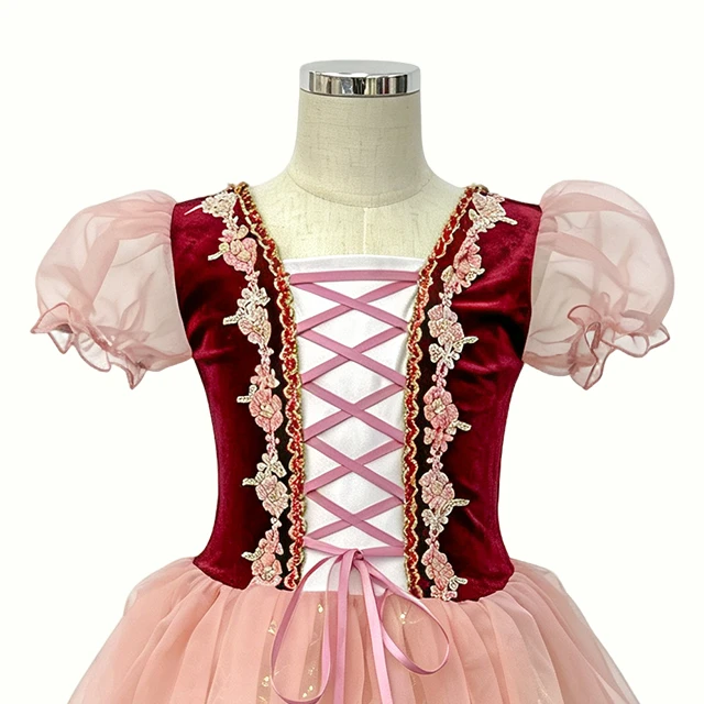 Girls Wine Red with Pink Character Ballet Dress | XGZ0250