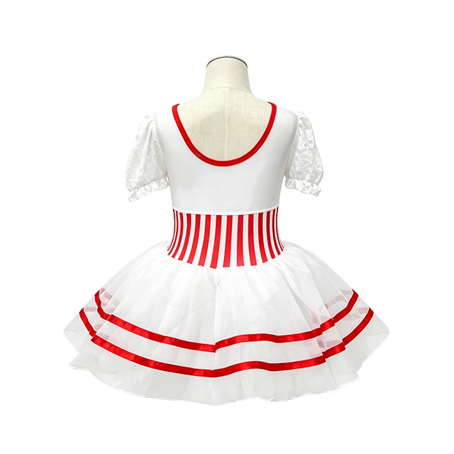 Red White Striped Girls Tap & Jazz Dance Tutu Dress | XGZ0294