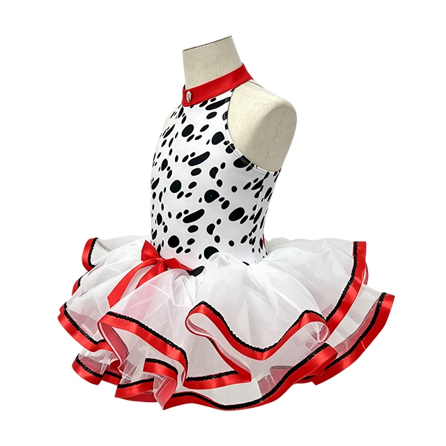 Halter Neck Spotted Dog Girls Print Ballet Tutu Dress | XGZ0263