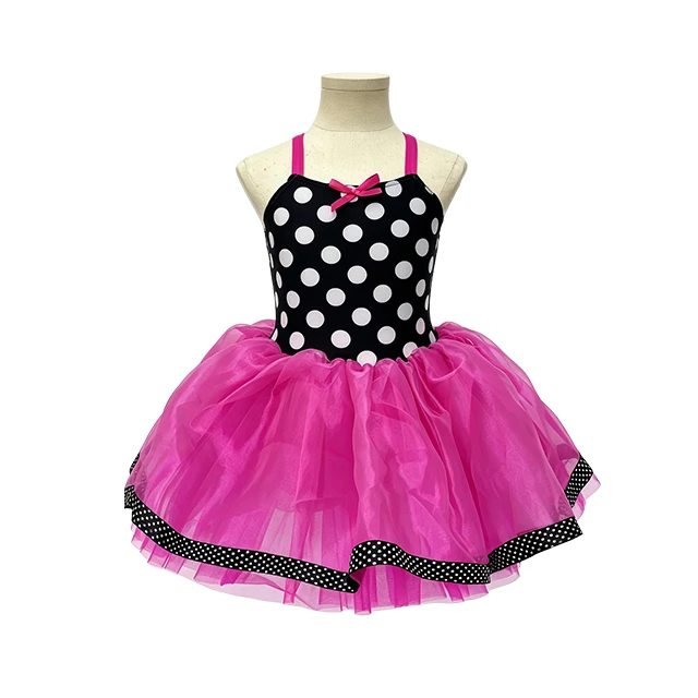 Black White Polka Dot Kids Tap & Jazz Dance Tutu Dress | XGZ0281