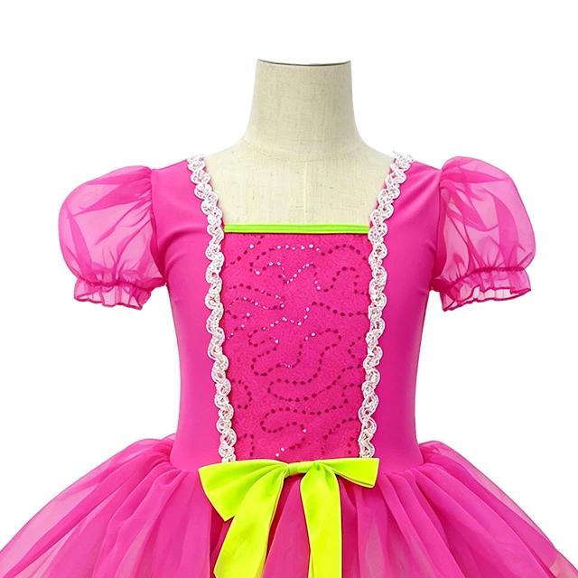 Rose Red Girls Puff Sleeve Princess Ballet Tutu Dress | XGZ0257