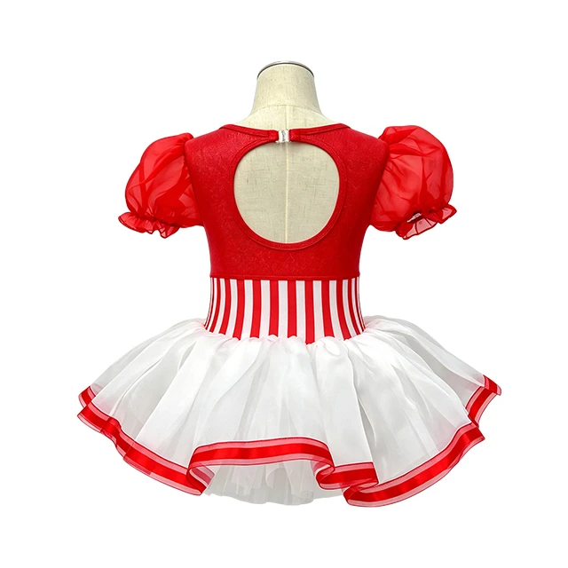 Red White Striped Waist Girls Tap & Jazz Dance Tutu Dress | XGZ0292