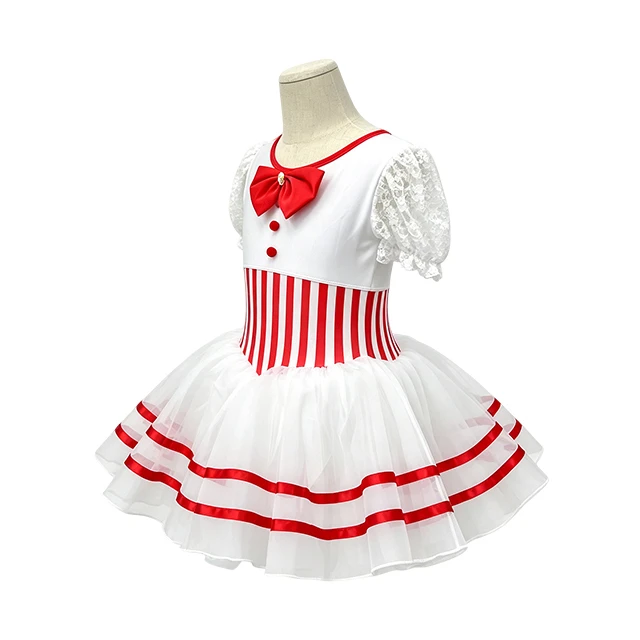 Red White Striped Girls Tap & Jazz Dance Tutu Dress | XGZ0294