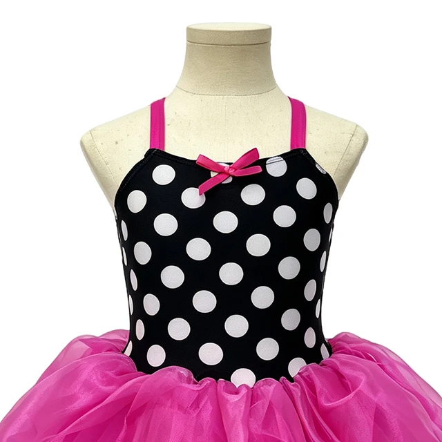 Black White Polka Dot Kids Tap & Jazz Dance Tutu Dress | XGZ0281
