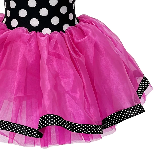 Black White Polka Dot Kids Tap & Jazz Dance Tutu Dress | XGZ0281