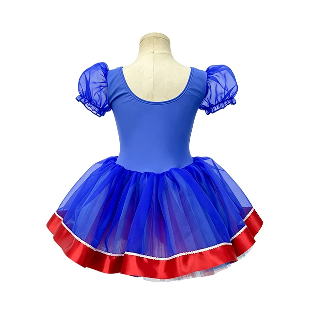 Royal Blue Girls Puff Sleeve Princess Ballet Tutu Dress | XGZ0257