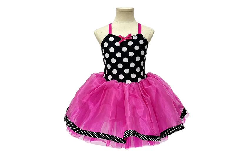 Black White Polka Dot Kids Tap & Jazz Dance Tutu Dress | XGZ0281