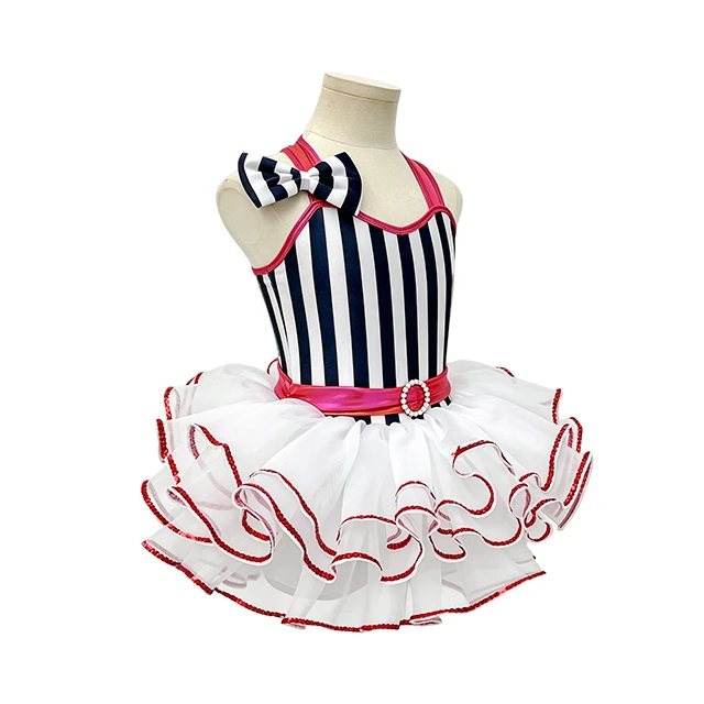 Striped Halter Tap & Jazz Dance Tutu Dress | XGZ0265