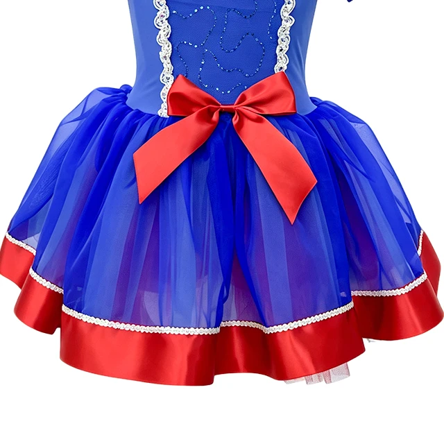 Royal Blue Girls Puff Sleeve Princess Ballet Tutu Dress | XGZ0257