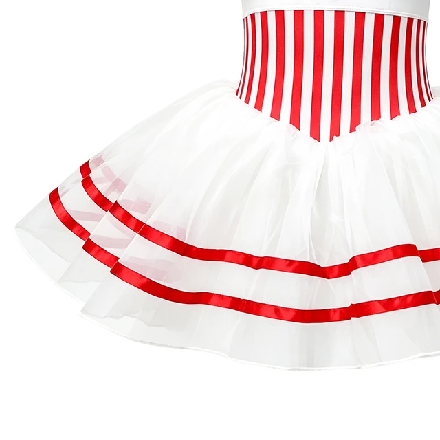 Red White Striped Girls Tap & Jazz Dance Tutu Dress | XGZ0294