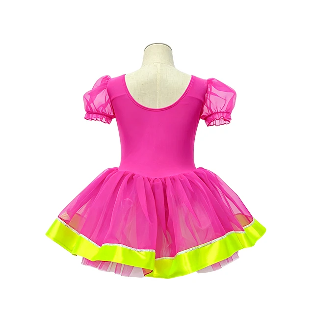 Rose Red Girls Puff Sleeve Princess Ballet Tutu Dress | XGZ0257