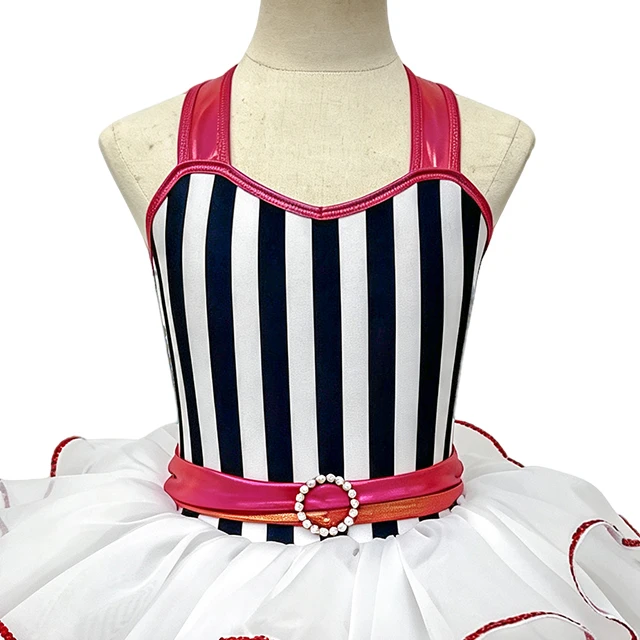 Striped Halter Tap & Jazz Dance Tutu Dress | XGZ0265