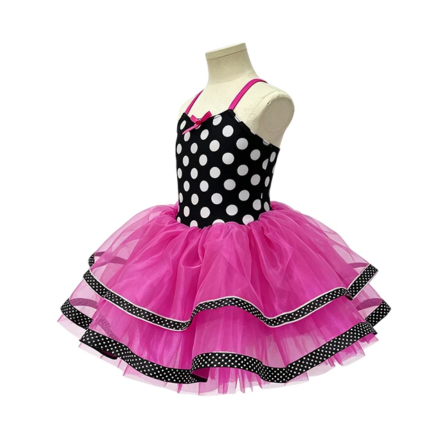 Black White Polka Dot Kids Tap & Jazz Dance Tutu Dress | XGZ0281