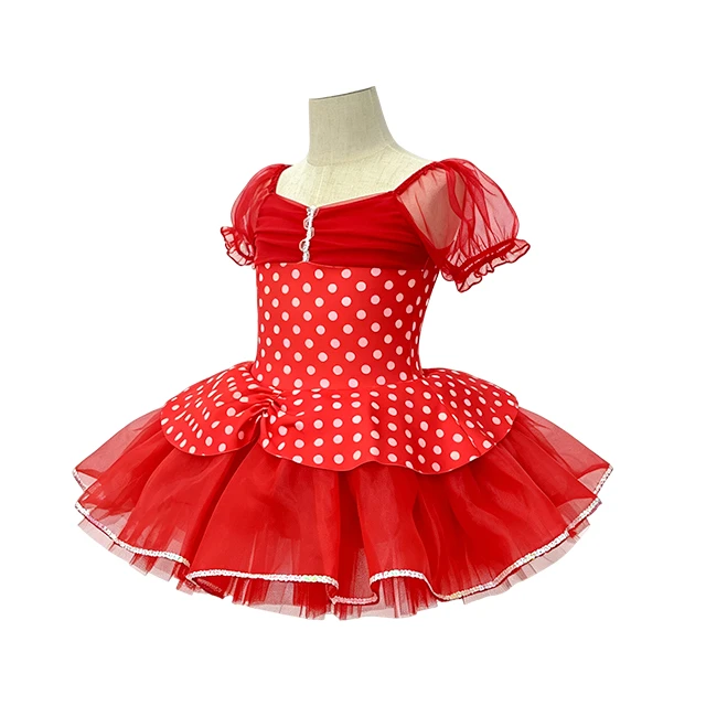 Girls Red White Polka Dot Ballet Tutu Dress | XGZ0291