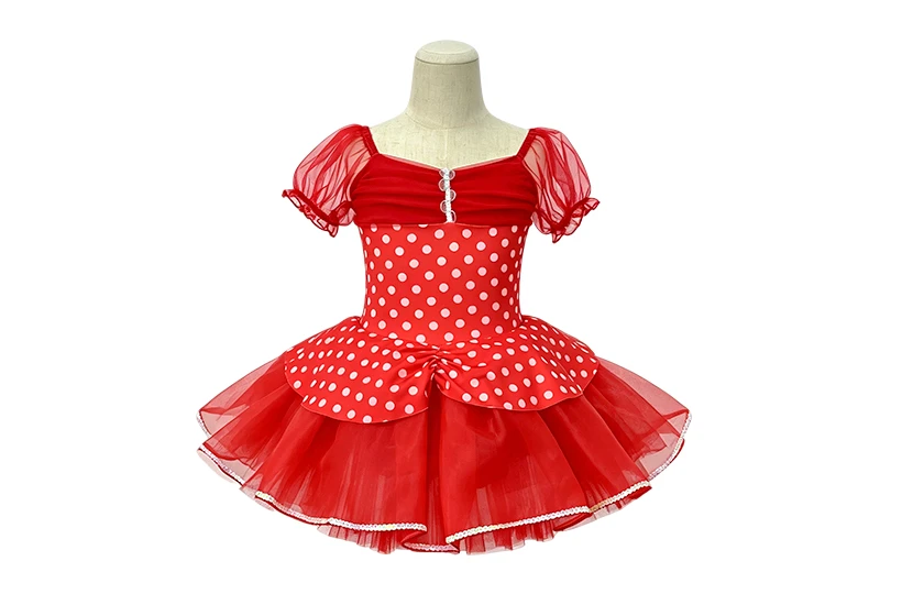 Girls Red White Polka Dot Ballet Tutu Dress | XGZ0291