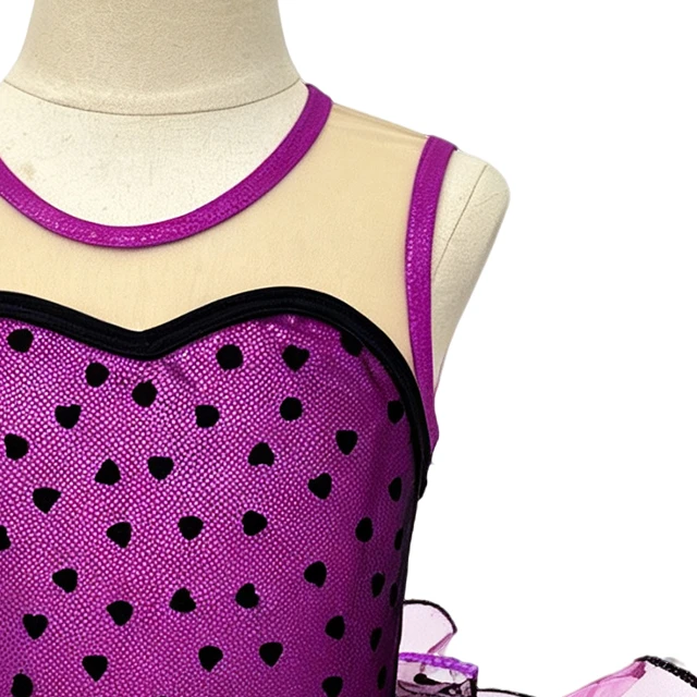 Purple Heart Mesh Kids Tap Jazz Dance Tutu Dress | XGZ0268
